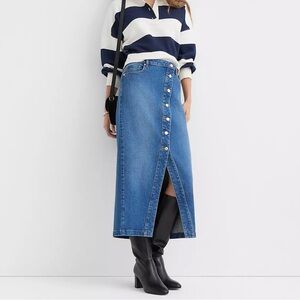 Vintage Y2K Blue Denim Button-Front Midi Skirt Size 15/16 NWT